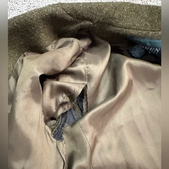 Lauren by Ralph Lauren Olive Wool Wrap Coat with Belt- Women’s Size Medium - Picture 7 of 10